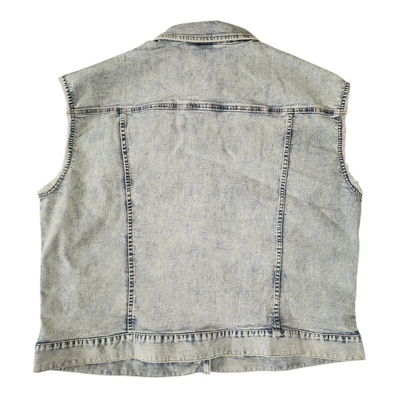 LOGO Lori Goldstein Jasper Vest NWT Womens 18 Blue Denim Jacket Frayed Detail - Picture 9 of 9